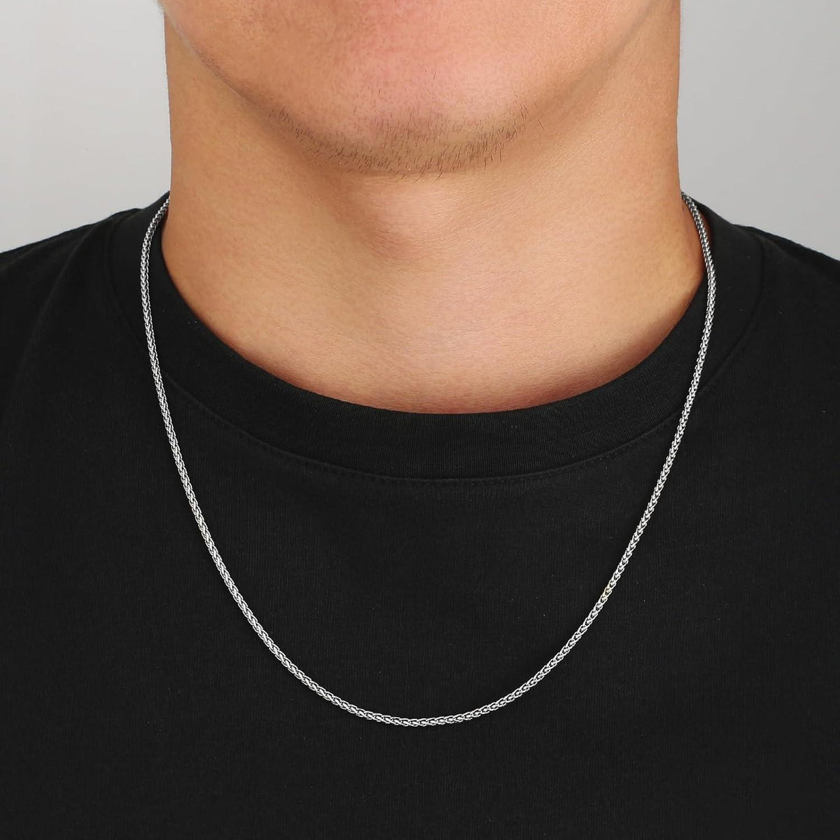 Goldkette Herren 18K beschichtet Edelstahl Weizenkette 61cm
