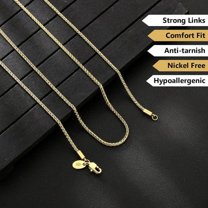 Goldkette 18K Weizenkette Edelstahl beschichtet 2mm 50.8cm