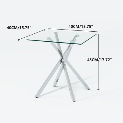 Beistelltisch Glas Metallbeine Silber 40x40x50cm Moderner