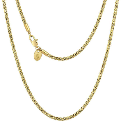 Goldfarbene Kette Herren Edelstahl Weizenkette 3mm Gold beschichtet