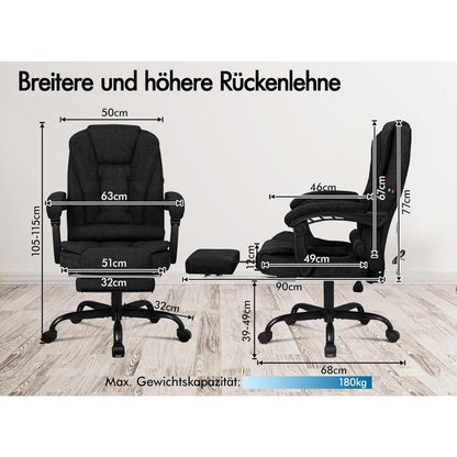Ergonomischer Bürostuhl mit Massage und Fußstütze, 180