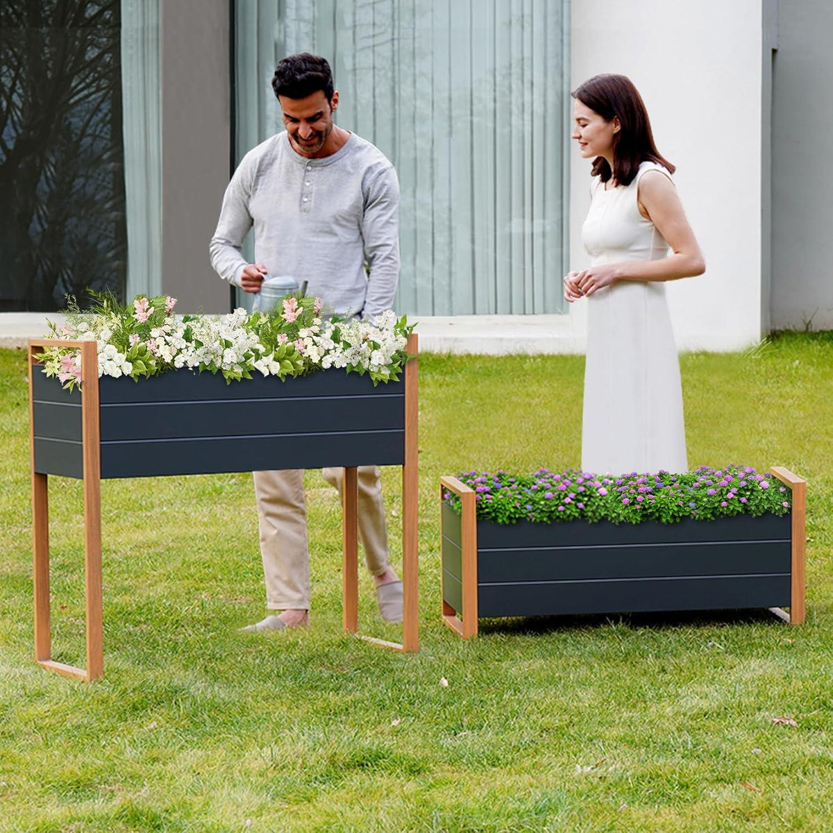 Hochbeet Metall Garten Pflanzkasten für Balkon Wetterschutz