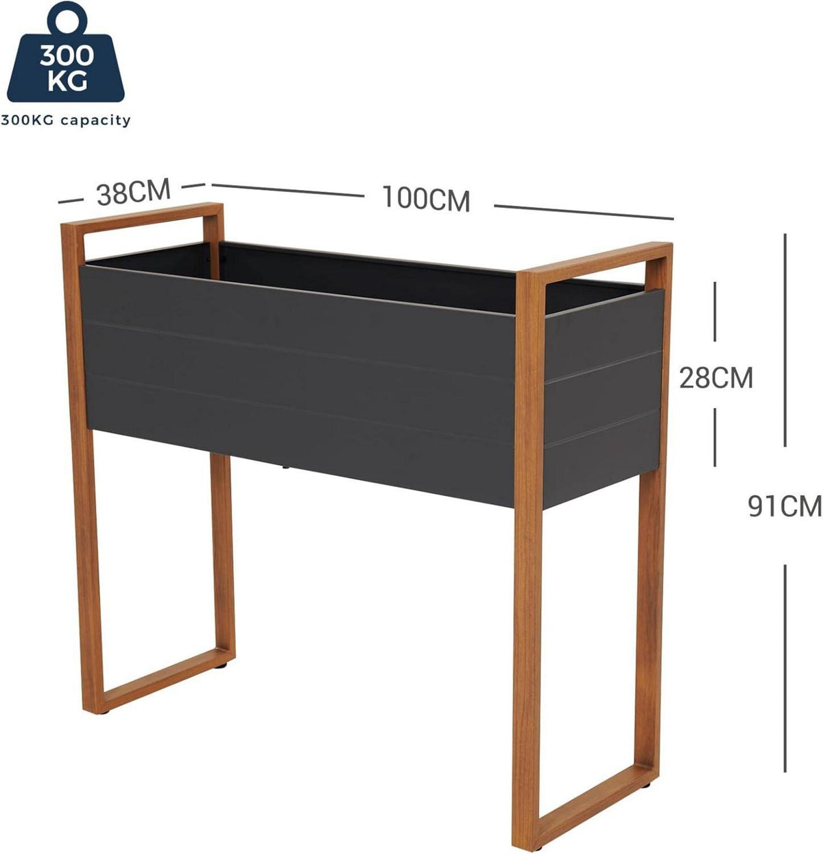 Hochbeet Metall Pflanzbeet, wetterfest, Outdoor, Balkon, 100x38x91cm