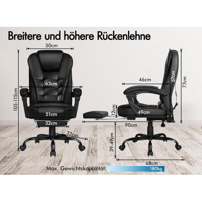 ALFORDSON Ergonomischer Massage-Bürostuhl mit Fußstütze