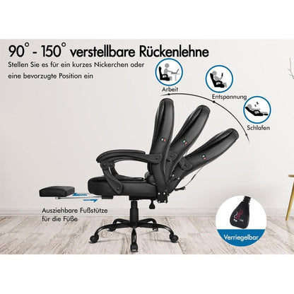 ALFORDSON Ergonomischer Massage-Bürostuhl mit Fußstütze