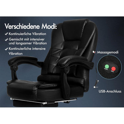 ALFORDSON Ergonomischer Massage-Bürostuhl mit Fußstütze