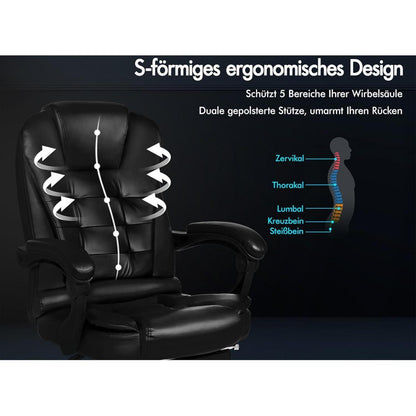 ALFORDSON Ergonomischer Massage-Bürostuhl mit Fußstütze