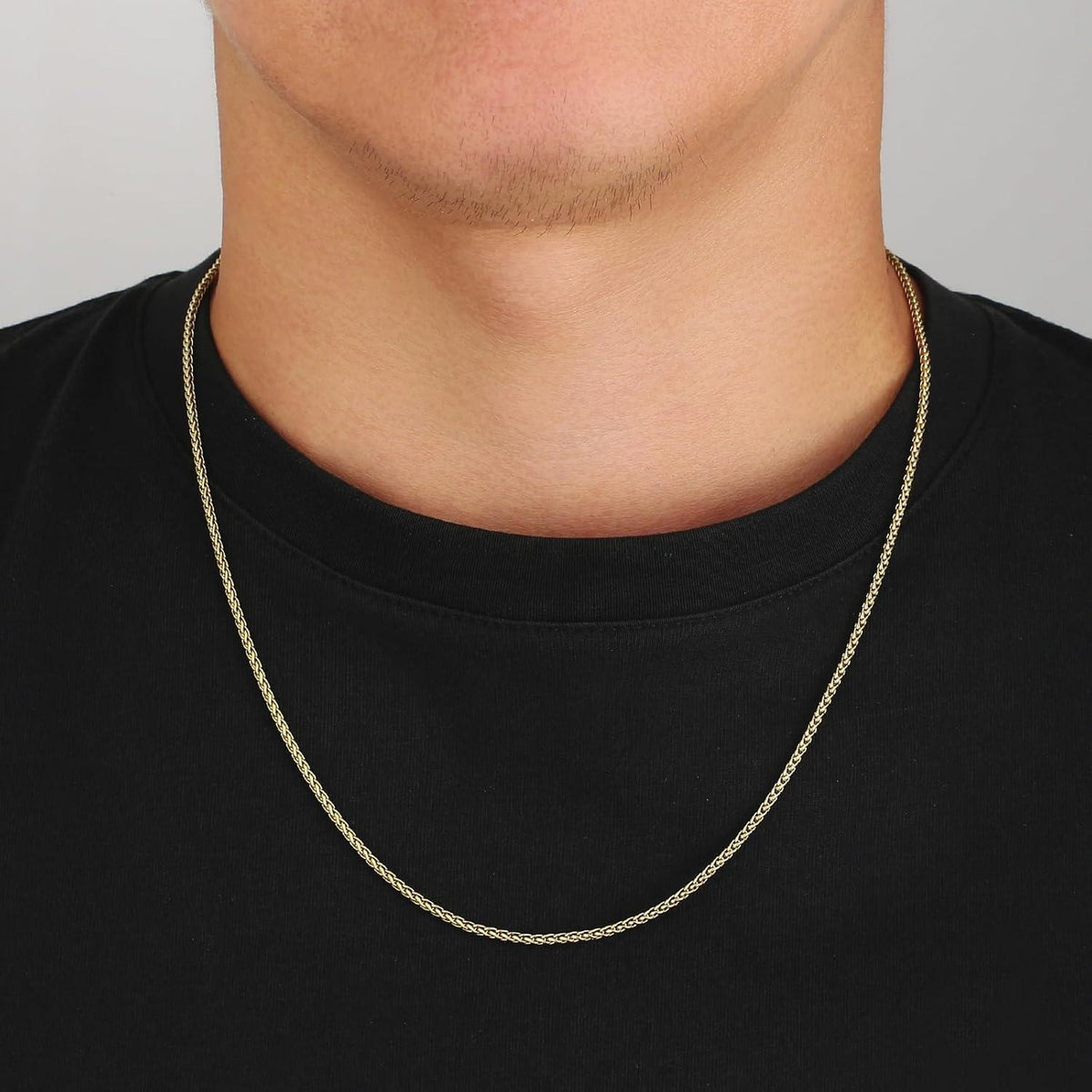 Goldkette Herren Silberkette 2,5mm Weizenkette 18K Gold
