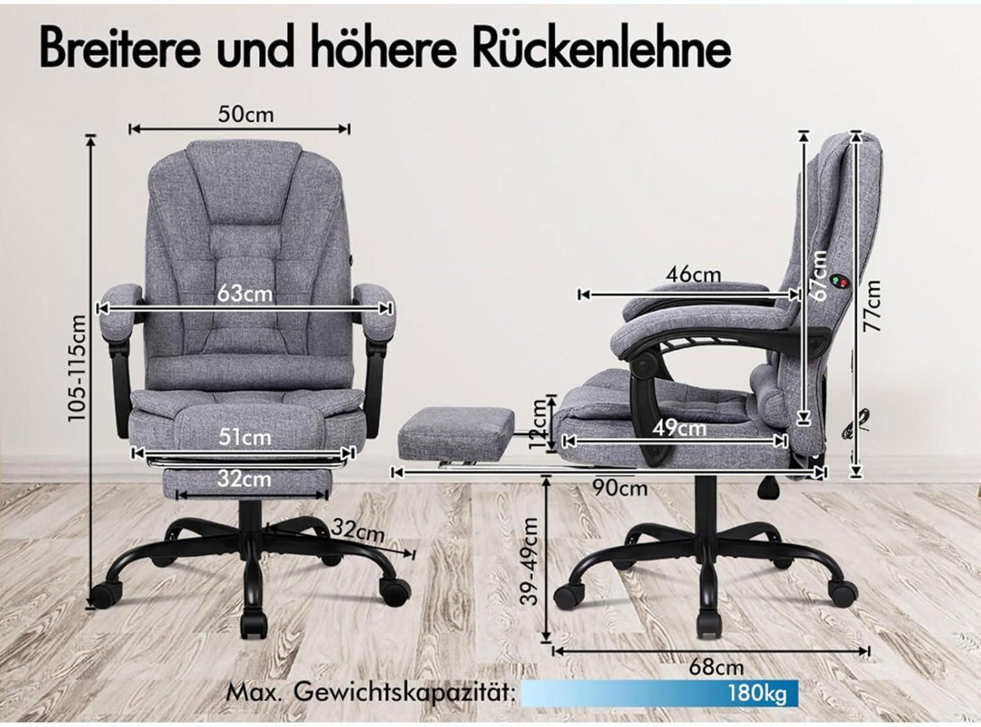 ALFORDSON Ergonomischer Bürostuhl mit