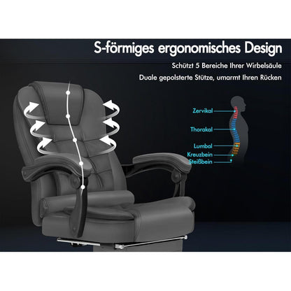 Massage Bürostuhl ergonomisch mit Fußstütze und