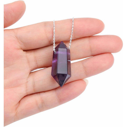 Amethyst Halskette Hexagon Anhänger Heilsteine Energie