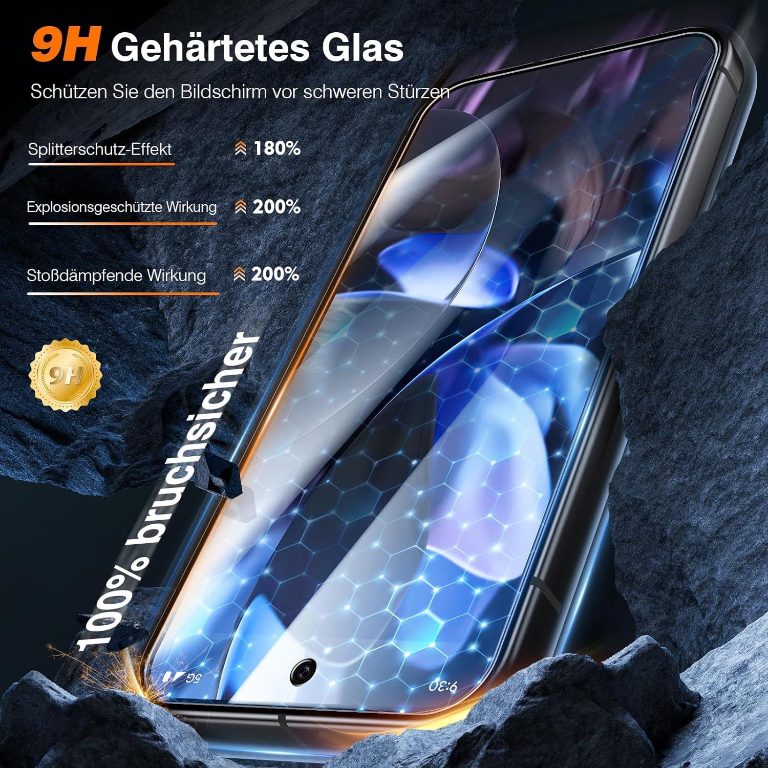 Panzer Schutzglas für Google Pixel 9 Pro XL - 2 Stück vollständige Abdeckung, Kratzfest, HD-Folie