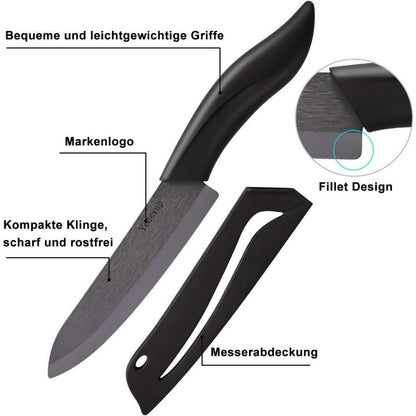 Keramikmesser Set 4-teilig – Scharfes Küchenmesser für Obst & Gemüse