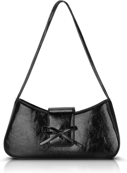 Elegante kleine Half Moon Umhängetasche Schwarz PU-Leder