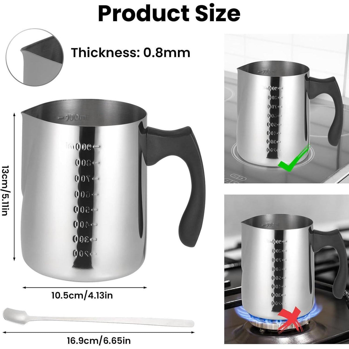 Edelstahl Wachsschmelztopf 900ml mit Skala & Löffel
