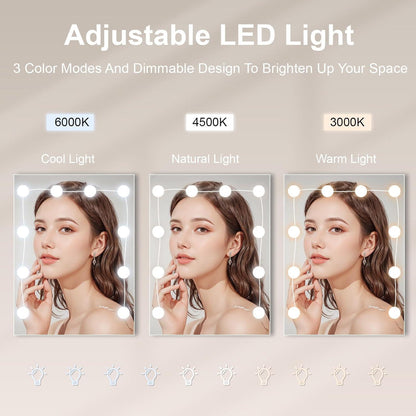 Schminktisch mit LED-Beleuchtung und Stuhl in