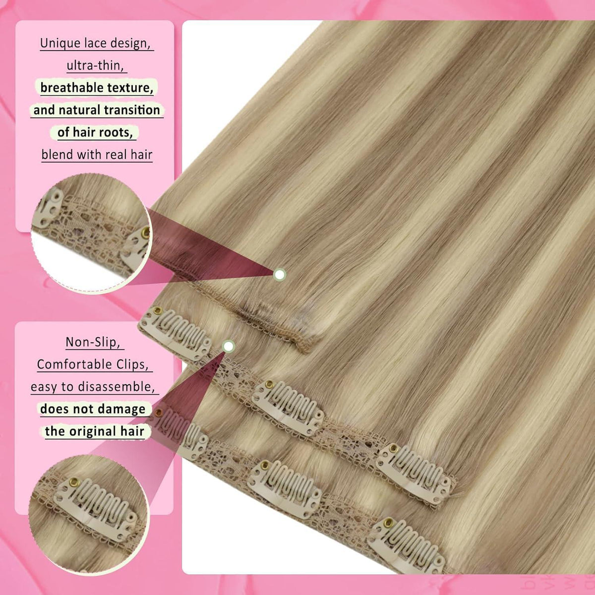 Blond Clip-in Echthaar Extensions 40cm – Volumengeber