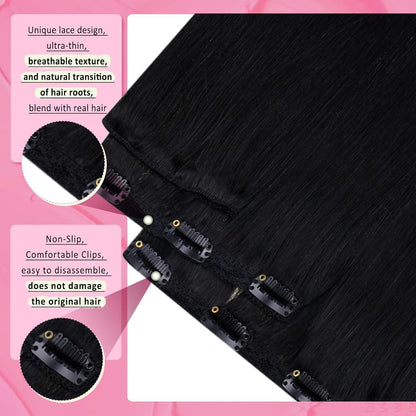 Echthaar Clip-in Extension Schwarz 50cm - 150g