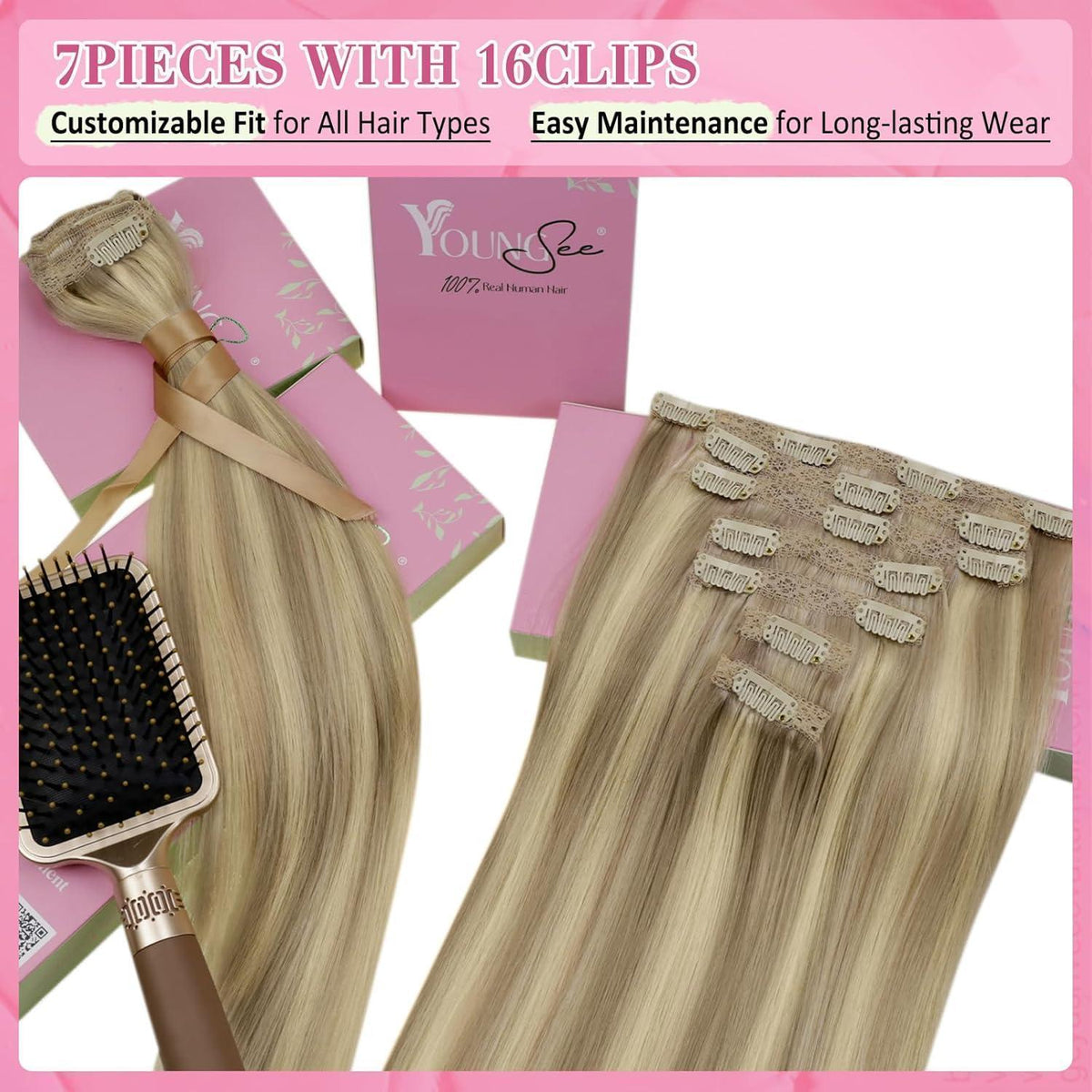 Clip-in Echthaar Extensions Blond 55cm – 150g Remy Haar