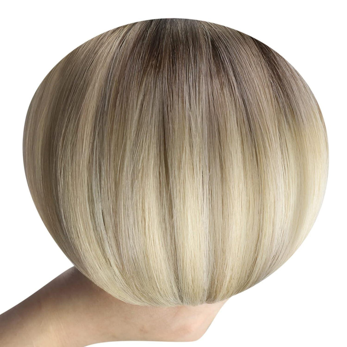 Clip-in Haarverlängerung Echthaar Balayage Dunkelbraun Blond 55cm