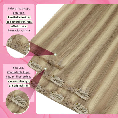 Clip-in Echthaar Extensions Blond 45cm – Volumenspendend & Stylingfähig