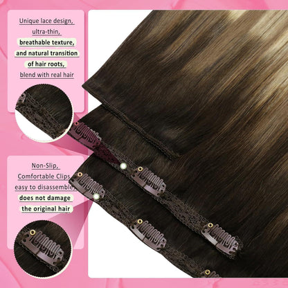 Clip-in Echthaarverlängerung 50cm – Braun Blond – 150g