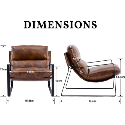 Loungesessel Braun Modern mit Verdicktem Kissen in Lederoptik