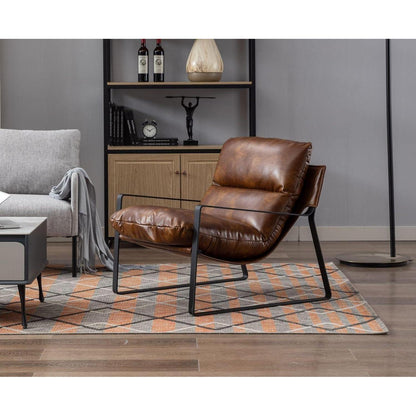 Loungesessel Braun Modern mit Verdicktem Kissen in Lederoptik