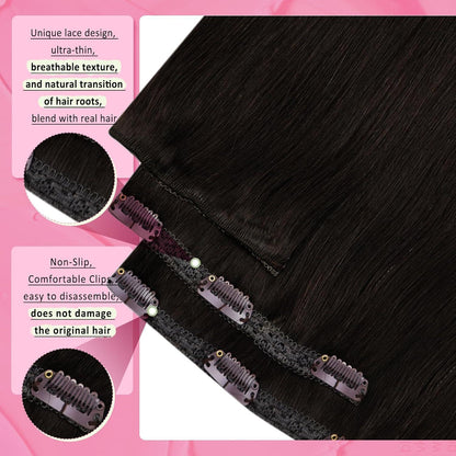 Clip-in Echthaarverlängerung Dunkelbraun 45cm – Volumenspendend