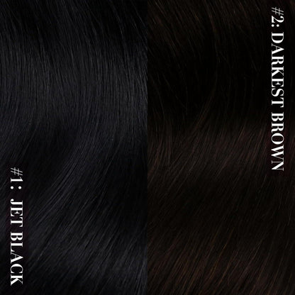 Clip-in Echthaar Extensions Schwarz 45cm – Volumenspendend & Stylingfähig