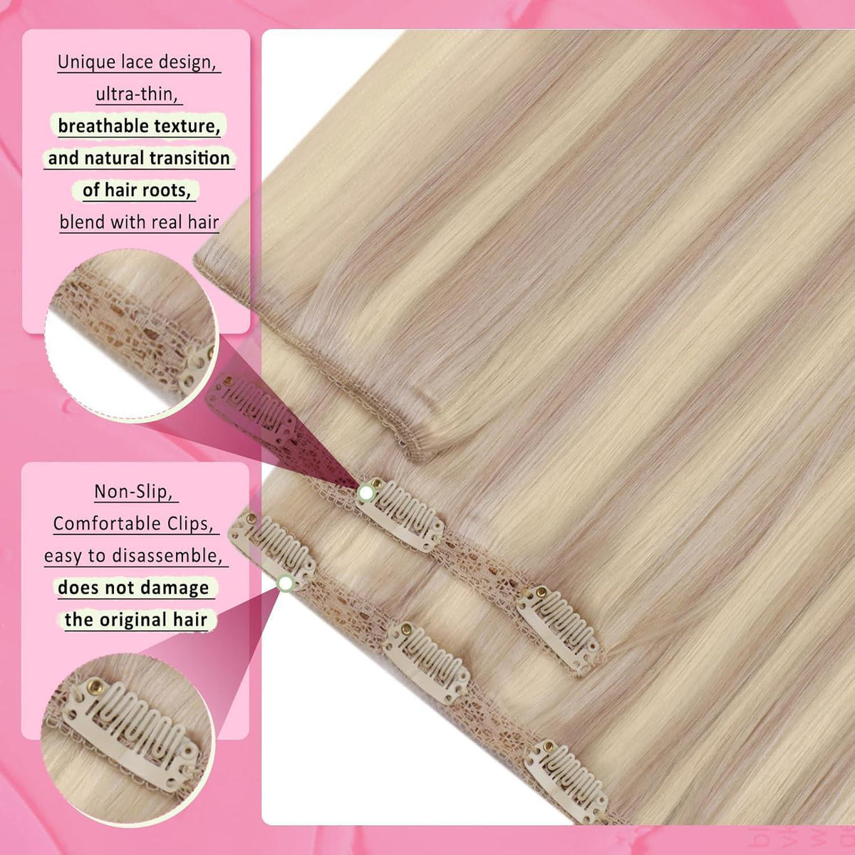 Echthaar Haarverlängerung 55cm – #18/613 – 150g Clip-In