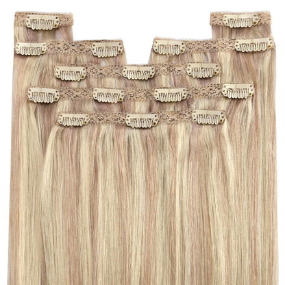 Echthaar Haarverlängerung 55cm – #18/613 – 150g Clip-In