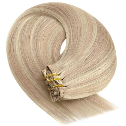 Echthaar Haarverlängerung 55cm – #18/613 – 150g Clip-In