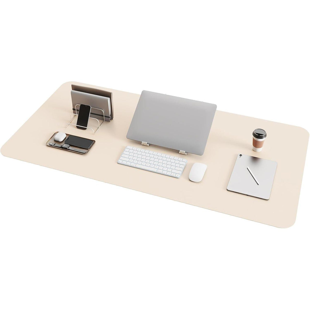 Schreibtischunterlage 100x50cm – Tischschutz & Mauspad Beige in Lederoptik