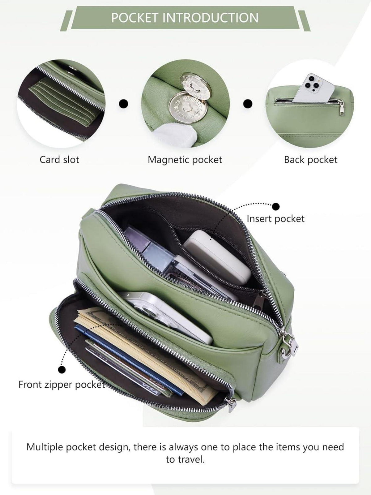Umhängetasche Damen Crossbody Bag Klein PU Leder RFID inkl. Kartenfach