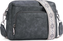 Umhängetasche Damen RFID PU Leder Schwarz Gitarrengurt