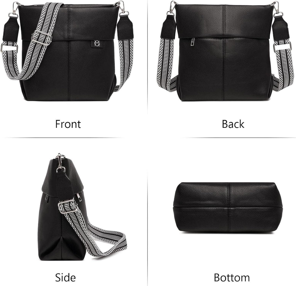 Damen Umhängetasche Mittelgroß Crossbody PU Leder Schultertasche Uni Handtasche
