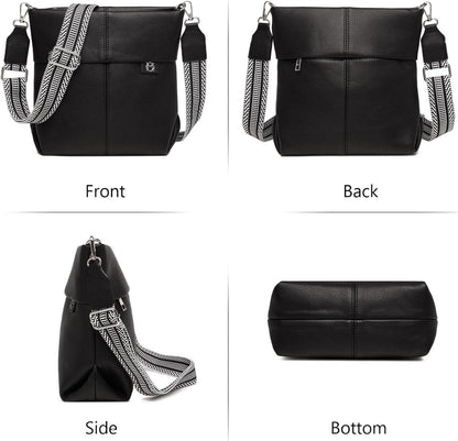 Damen Umhängetasche Mittelgroß Crossbody PU Leder Schultertasche Uni Handtasche