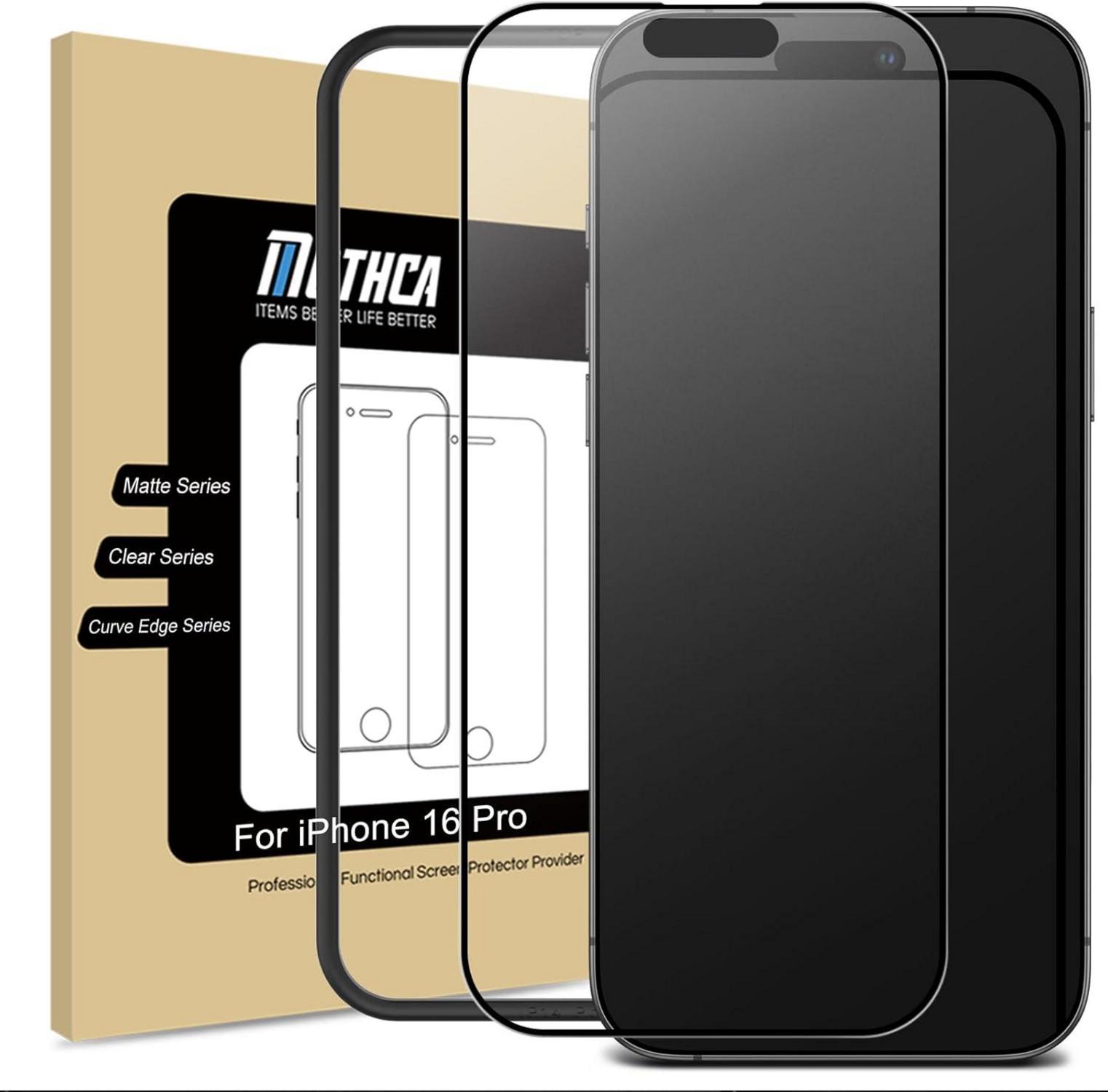 Mothca iPhone 16 Pro Matt Displayschutzfolie 9H, 2.5D, Blendschutz (1