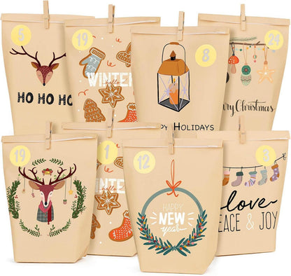 Adventskalender-Tüten zum Basteln und Befüllen 24er Set