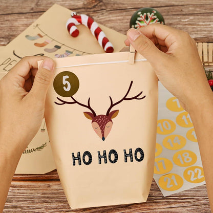 Adventskalender zum Befüllen - 24 Papier Weihnachtstüten zum