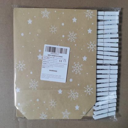 Adventskalender Tüten 24er Set Weihnachtsmotiv Kraftpapier
