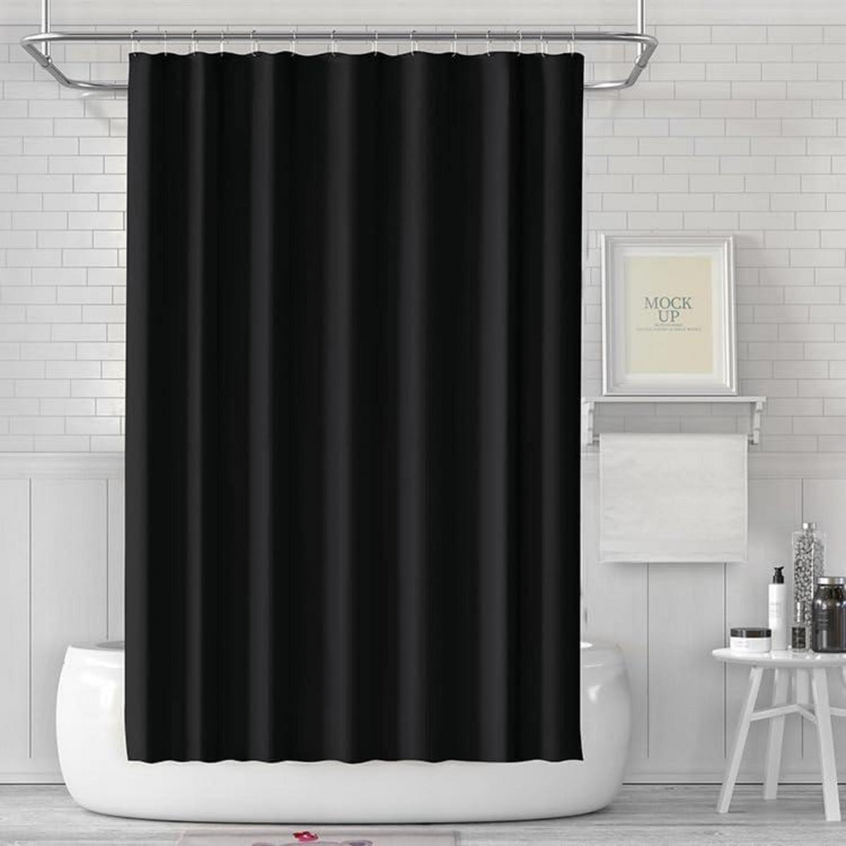 Duschvorhang 180x200 Anti-Schimmel Wasserdicht Schwarz