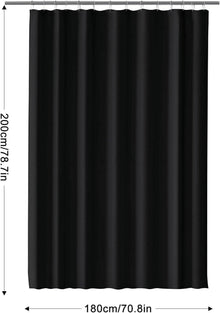 Duschvorhang 180x200 cm Schwarz Wasserdicht Waschbar PEVA