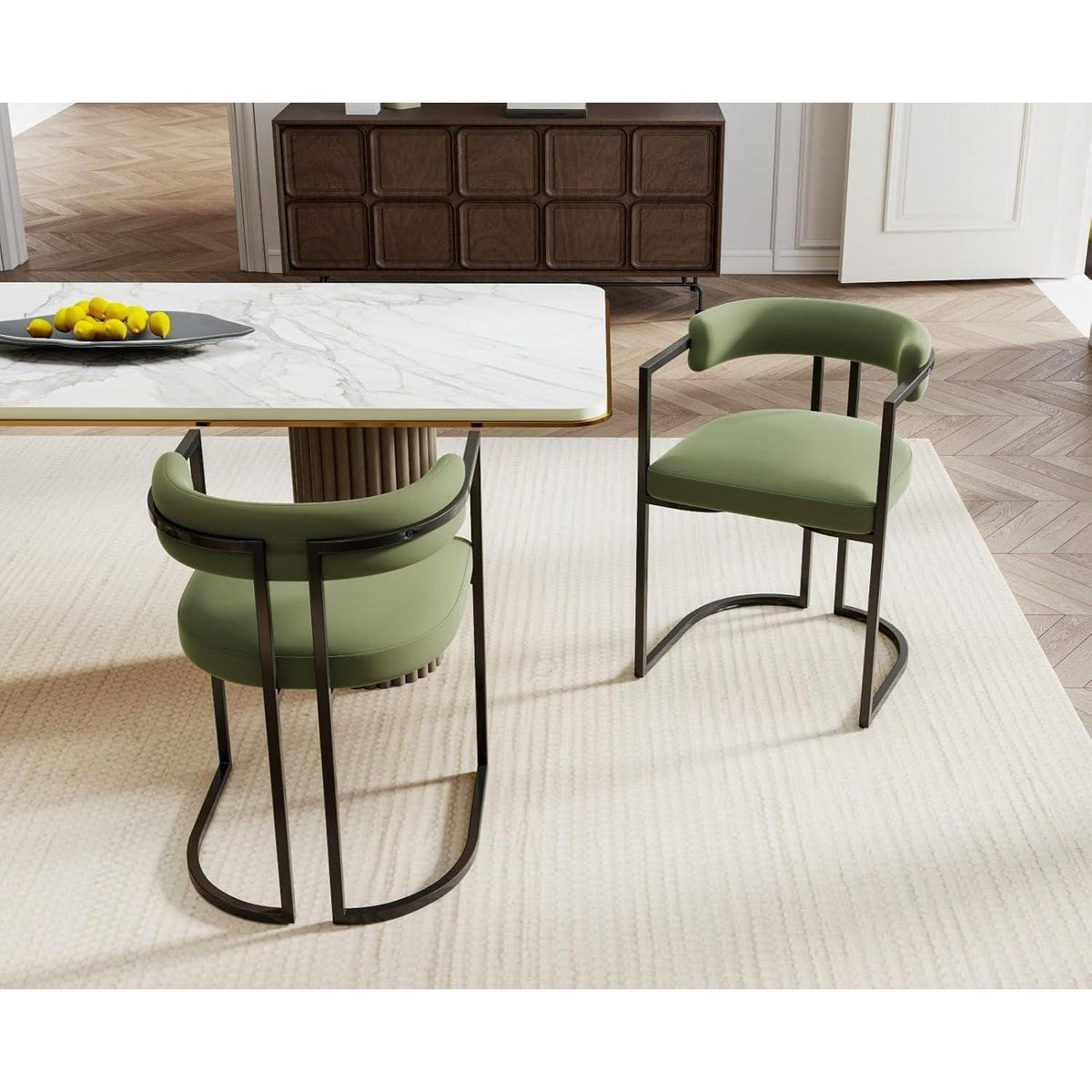 Samt Esszimmerstühle 2er Set – Modern & Bequem (Grün)