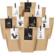 Adventskalender Geschenktüten mit Visitenkarten für nachhaltiges