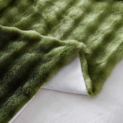 Plüsch Bettwäsche Set 220x240 Grün - Winterwarm & Kuschelig