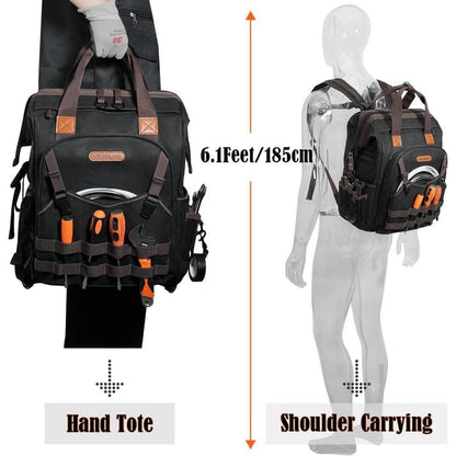 Werkzeugrucksack aus gewachstem Segeltuch, 88 Taschen, robust