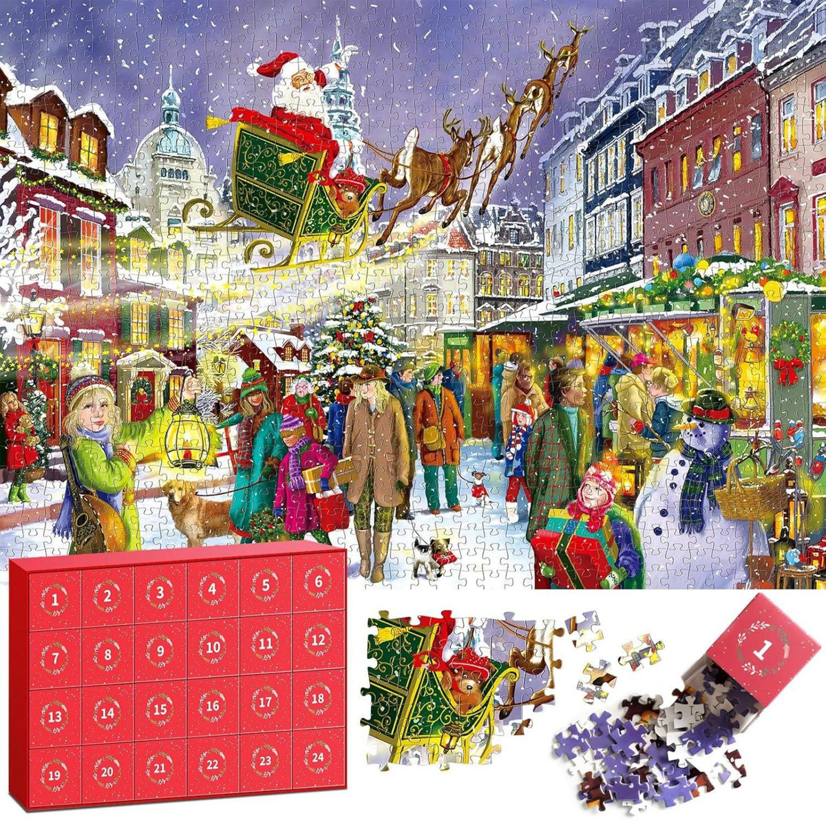Puzzle Adventskalender 2024: 1008 Teile Weihnachts-Puzzles für