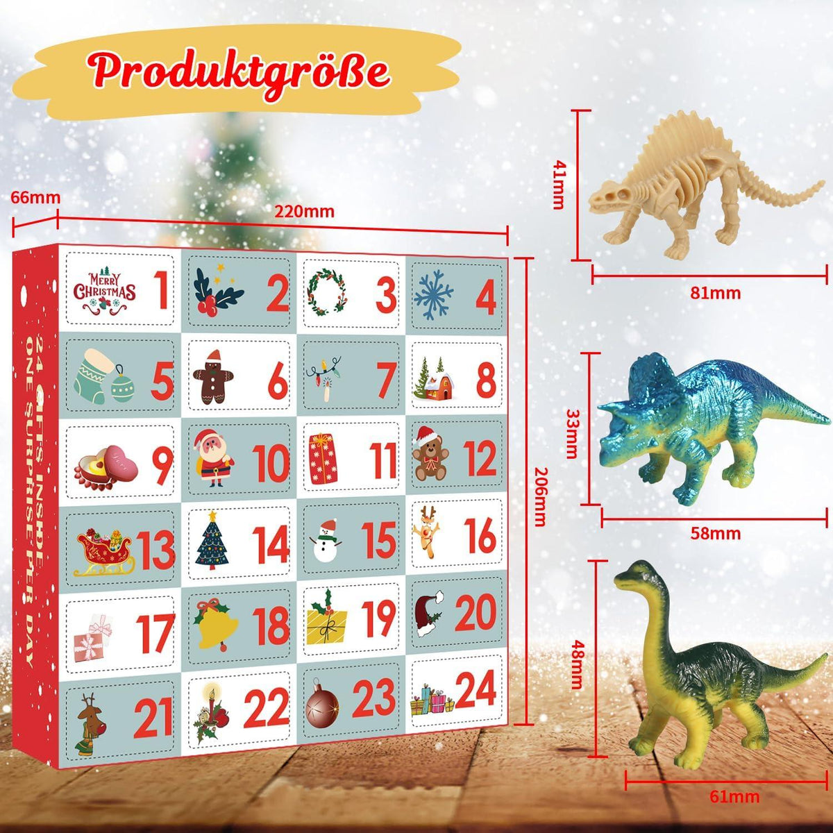 Dinosaurier Adventskalender 2024 mit 24 Dino Figuren für Kinder